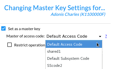 Master Key Settings