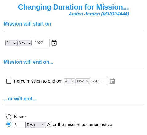 mission duration