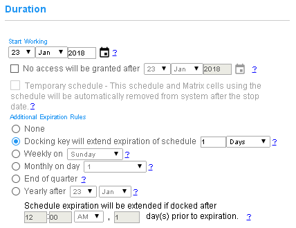 schedule duration matrix